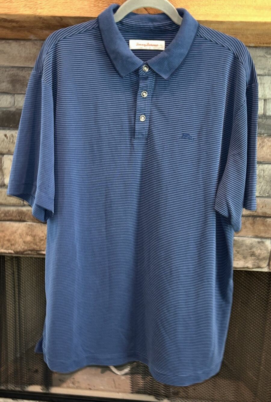 Men’s TOMMY BAHAMA Blue Ribbed Short Sleeve Polo Shirt Lot Size XL *A8